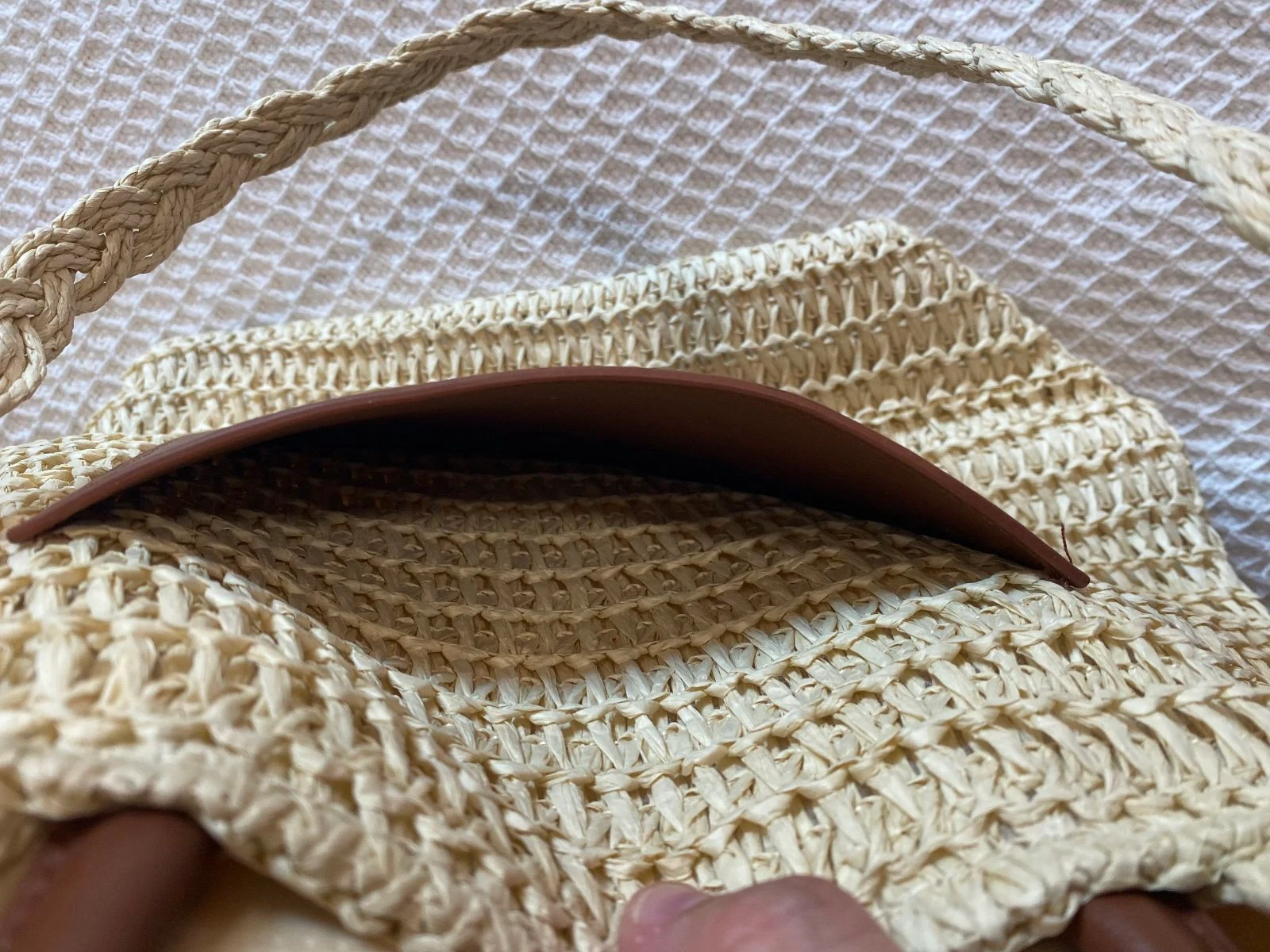 Rotan Tote tas met kunstleren vak en dubbele handvat – photo 7